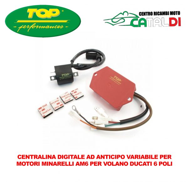 Centralina Rossa Digitale Anticipo Variabile TOP Performance per Minarelli AM6 con Volano Ducati 6 Poli